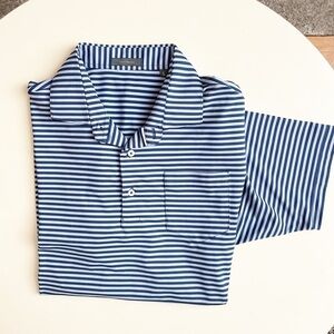 Turtleson Miller Stripe Performance Pocket Polo Men’s Blue Size Large
